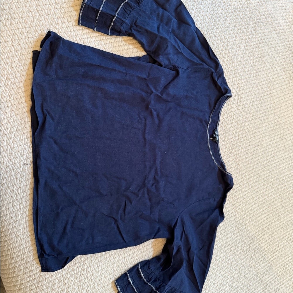 NIC+ZOE Midnight Blue Top with Contrast Stitching